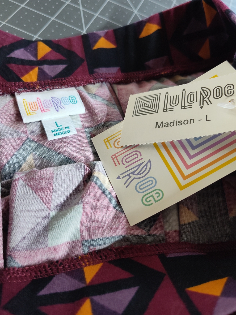 LuLaRoe Madison Midi Skirt in Geometric Print - L
